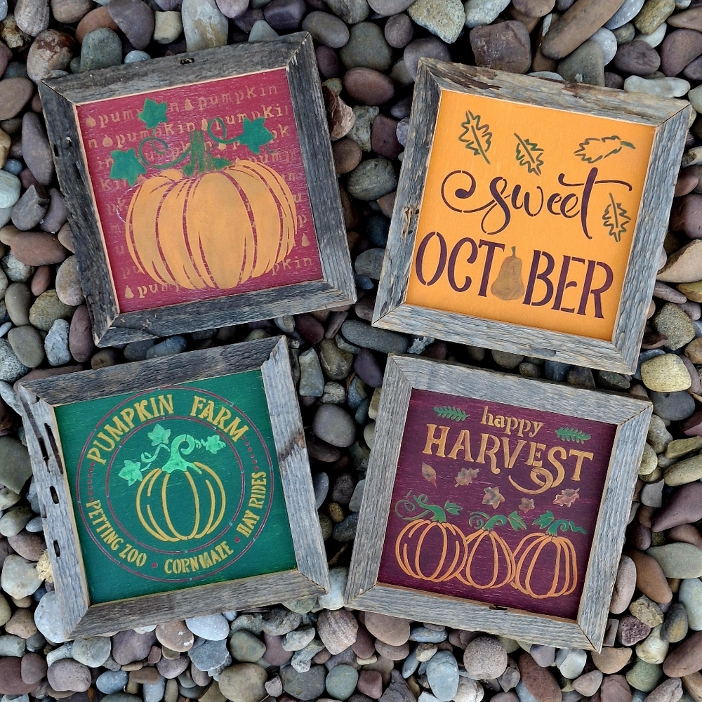 Painted Rustic Fall Signs Crafted Shelf Sitters
